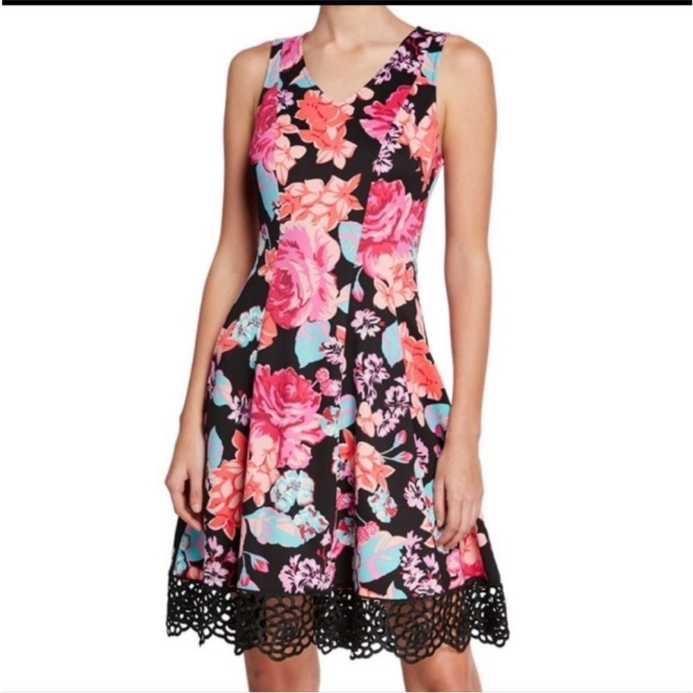 ROZ & ALI pink and blue floral dress NEW